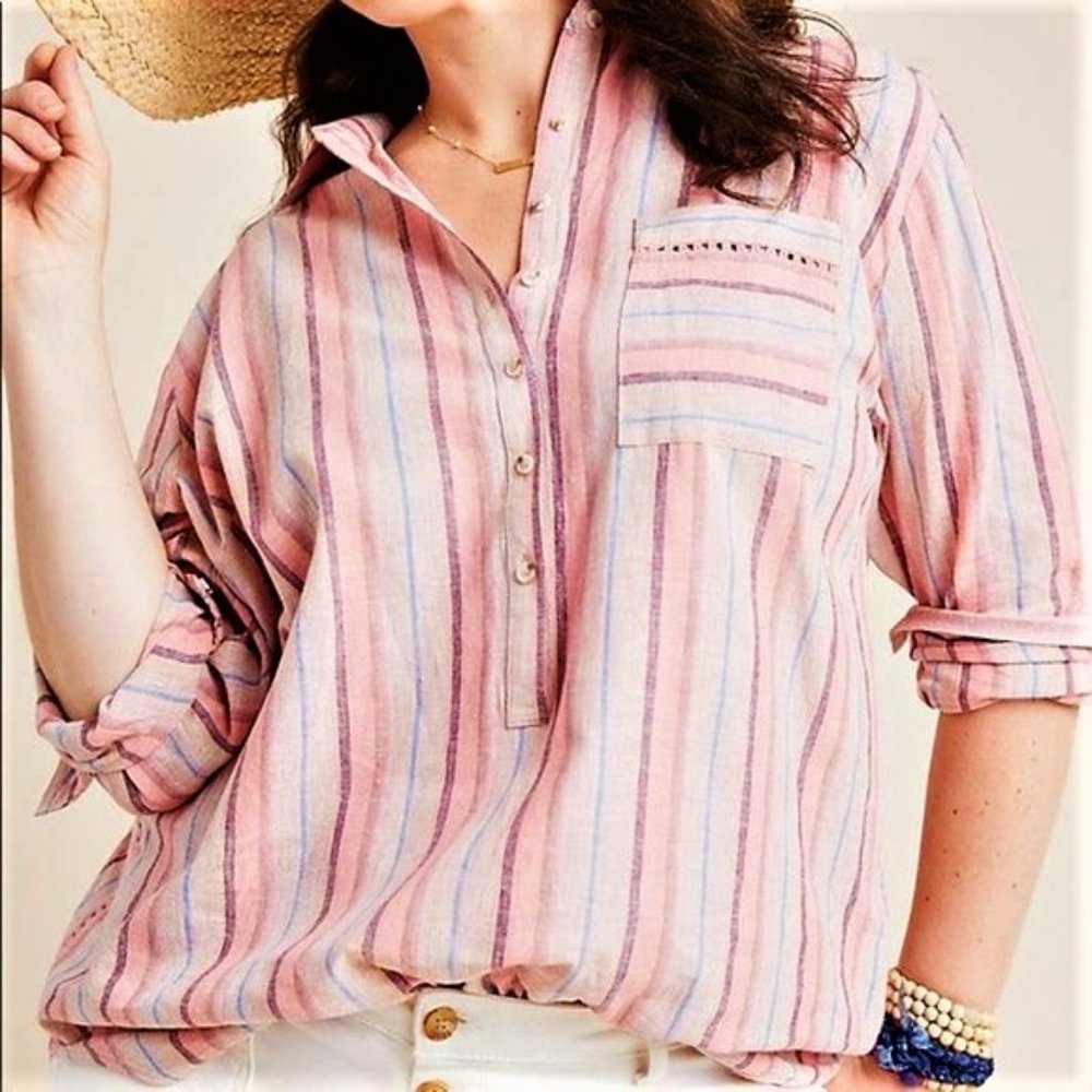 Maeve Lida Linen Top Plus size S